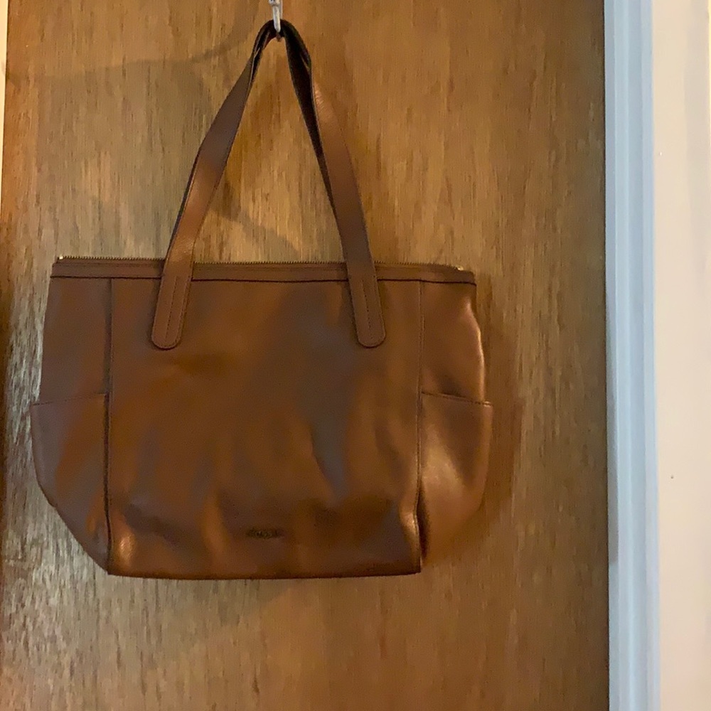 Almost new brown fossil tote style purse